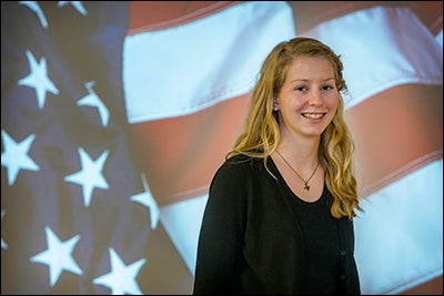 ECU student Jessica Dulin completed her degree at ECU and was commissioned as an officer in the U.S. Air Force.