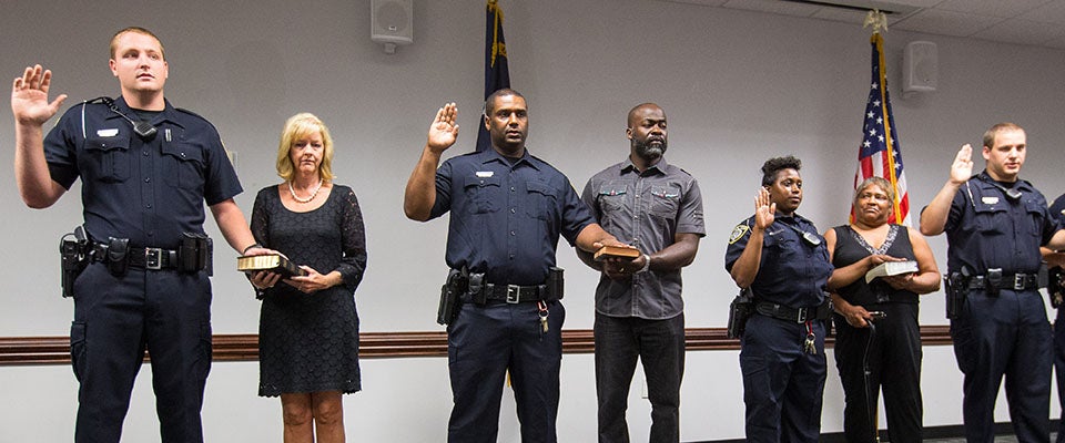 Officers in line for swearing in