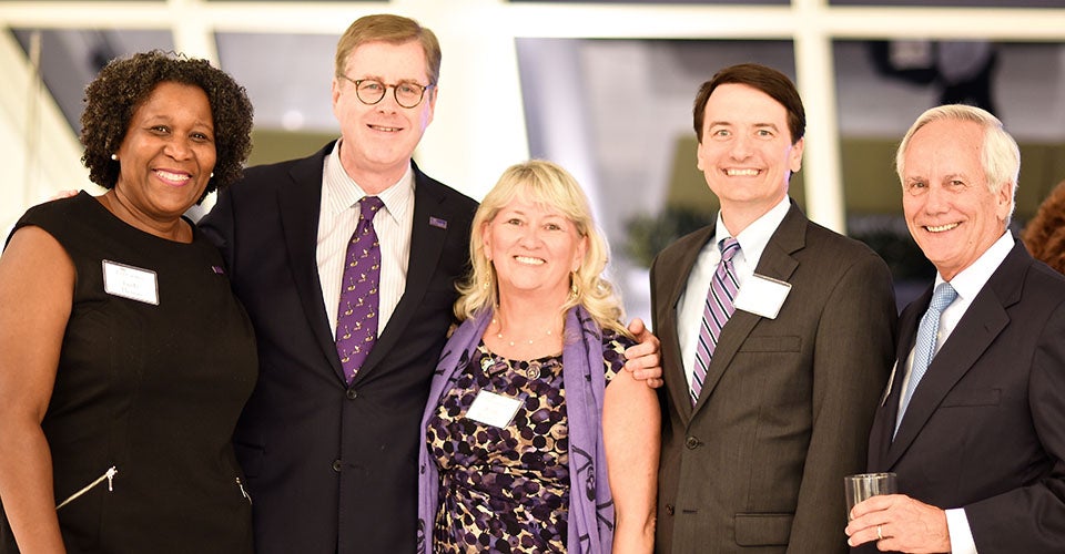 Linda Thomas, Chancellor Staton, Wanda Montano, Jon DeFriese, and David Fisher