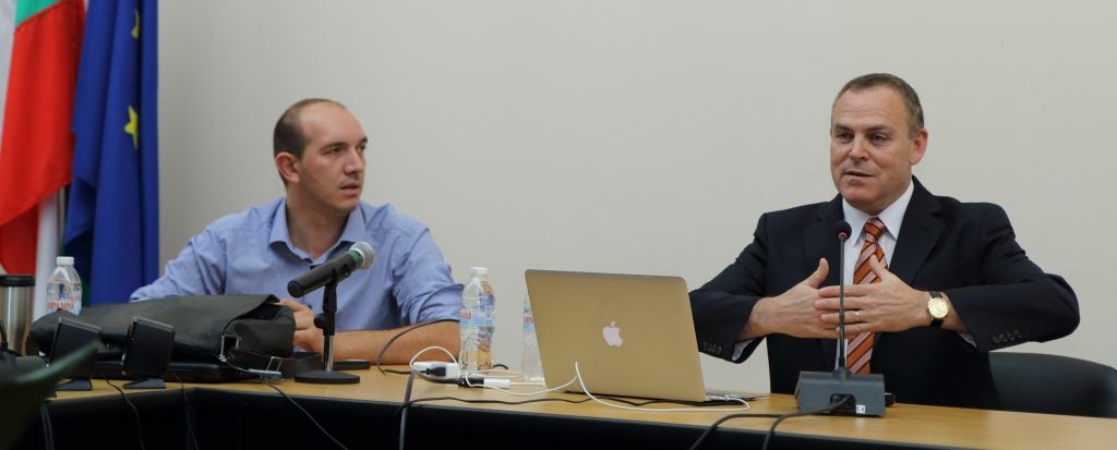 Orlikoff lectures with a Bulgarian translator. (Contributed photos)