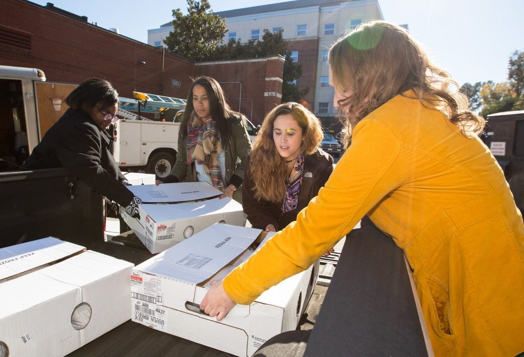 The Campus Kitchen at East Carolina University is making a difference for local families in need of a Thanksgiving meal. (Photo by Cliff Hollis)