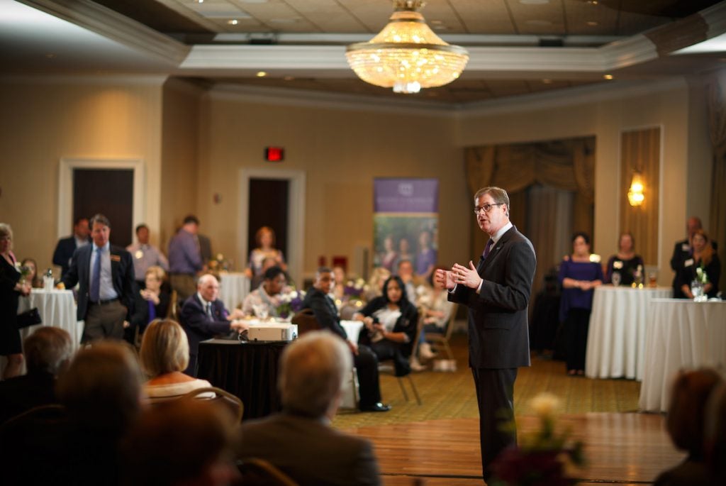 ECU Chancellor Cecil Staton speaks to the crowd at his Roadshow in the Triad. (Photos by Perfecta Visuals)