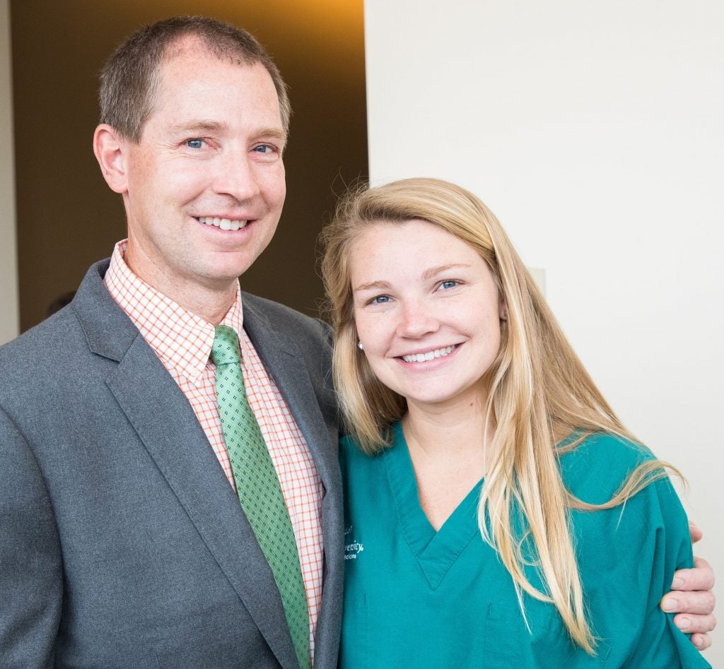 ECU and medicine are a family affair. Dr. Firnhaber poses with his daughter, Jessica, who is a student in ECU’s School of Dental Medicine.