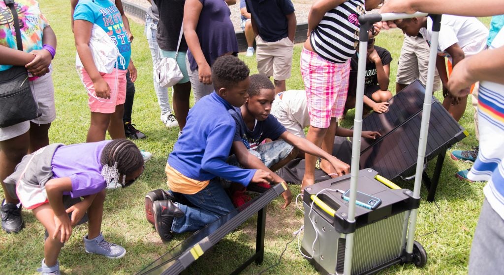 The solar panels and power stations, funded by an E2 Energy to Educate grant from Constellation, will be used for events, emergency power and daily energy needs at the center.