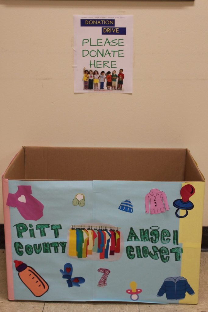 Harriot College’s Staff Council is holding a donation drive for the Pitt County Angel Closet. Each department and the dean’s office has a box where contributions may be dropped off before Dec. 8. (contributed photo)