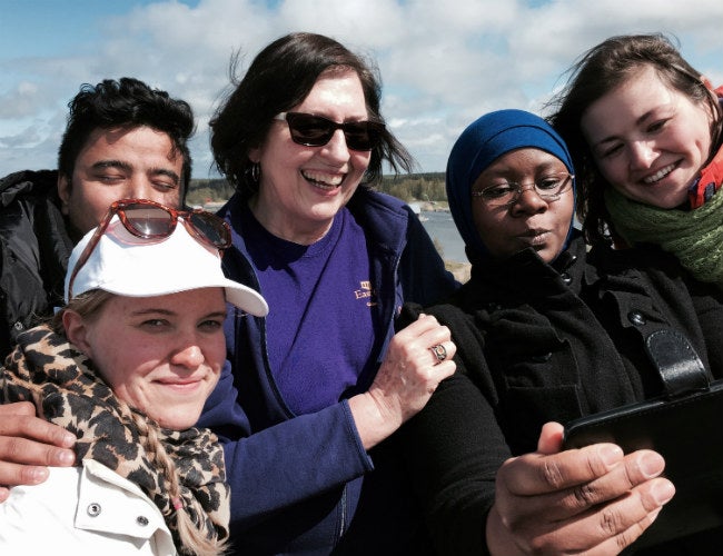 Nursing faculty member Cheryl Elhammoumi on an outing to the Kvarken Archipelago in Finland as part of a course on nursing responsibility to the environment in 2015.