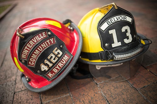 Picture of firefighter helmets