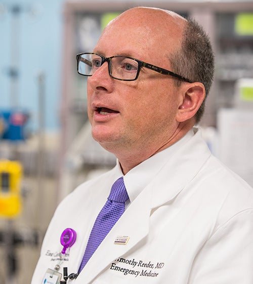 ECU physician Timothy Reeder discusses their grant at a press conference on World AIDS Day.