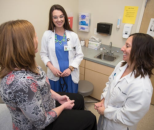 Community physician Jessica Triche precepts Brody students in her Chocowinity practice.