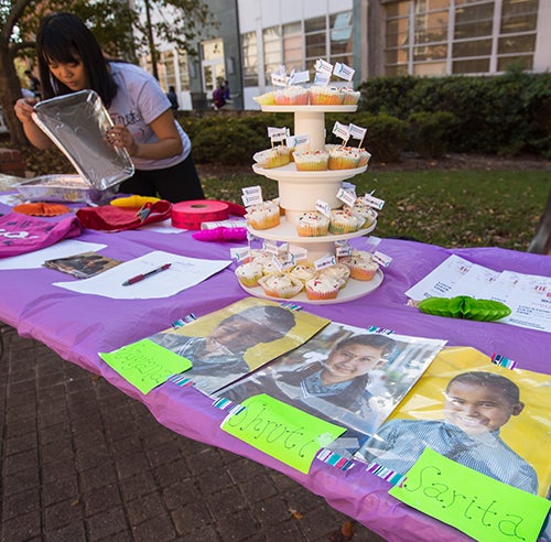 The fall fundraiser by She’s the First offers tie-dye cupcakes for sale on Wright Plaza several times a week through Nov. 4.