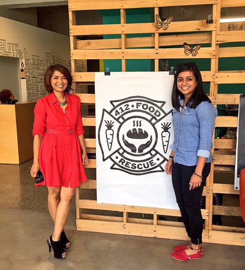 Amin, right, visited several cities including Pittsburgh, where 412 Food Rescue - a food-saving distribution project - is headquartered. She met CEO and founder Leah Lizarondo, left. (Contributed photo)