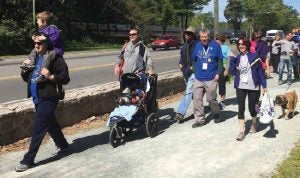 Darrow walks with her family and more than 300 other walkers in the Great Strides walk held April 16 in Durham to raise money for the Cystic Fibrosis Foundation.