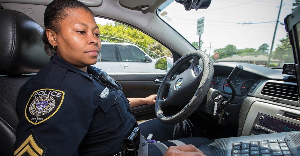 Officer T.W. Moore patrols ECU’s campus