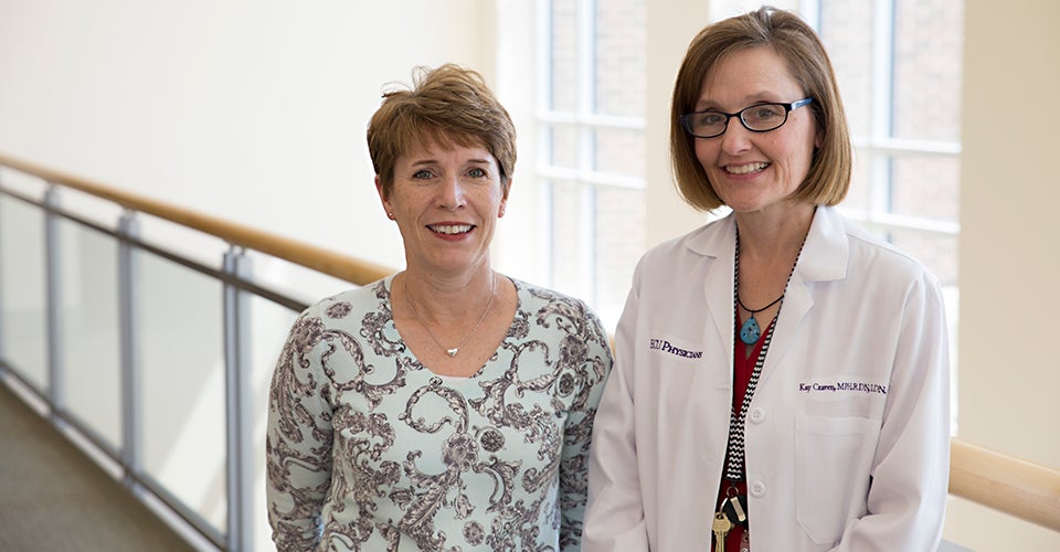 Kinesiology faculty member Kandy Houmard (left) and Brody School of Medicine dietitian Kay Craven have led the effort to support women through the Healthy Women Building Healthy Families weight loss program.