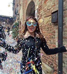 ECU sophomore Katie Chandler celebrates during Italy's Carnevale festival. (Contributed photo)