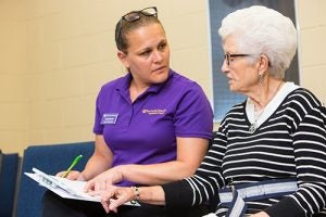 Occupational therapy student Lindsay Stinson and Lillie Buck