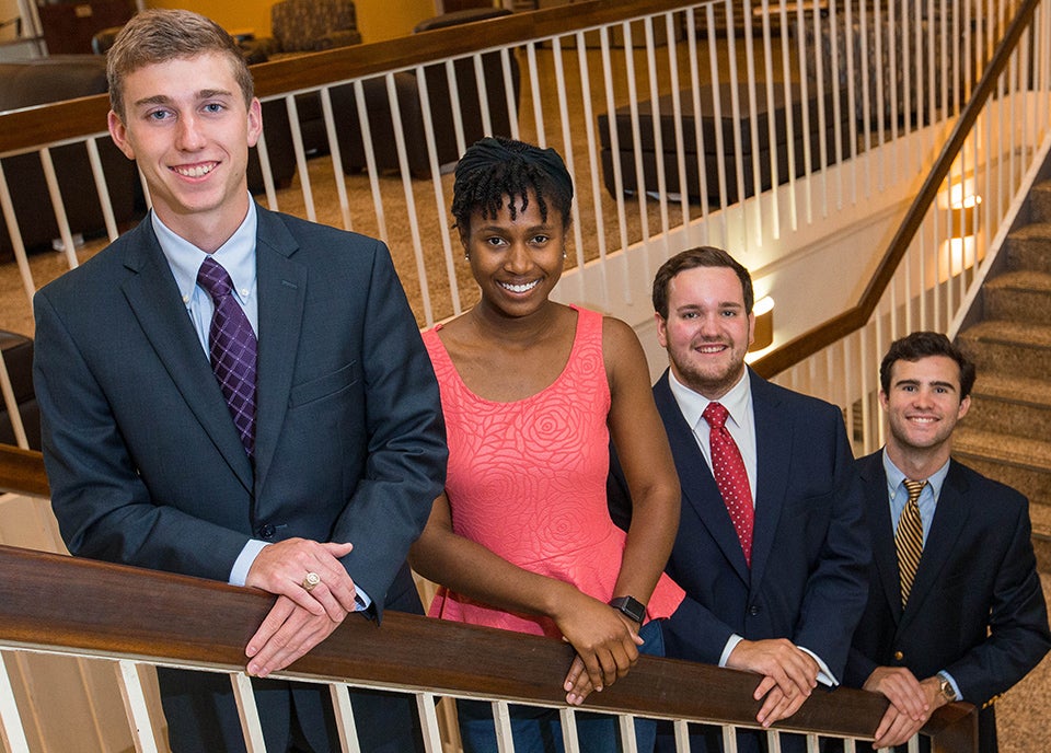 From left to right: President Ryan Beeson, Vice President Janae Brown, Secretary Alex Prunka and Treasurer Dallas Owens.