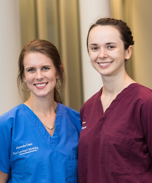 2016-2017 Blue Cross Blue Shield of North Carolina Foundation Schweitzer Fellows, Alexandra Davis (at left) and Ljiljana Karan will expand on the prenatal oral health program established by Schweitzer Fellows last year. (Photo by Cliff Hollis)