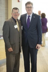 Golden LEAF President Dan Gerlach and ECU Chancellor Staton attend a luncheon for Golden LEAF scholarship students. 