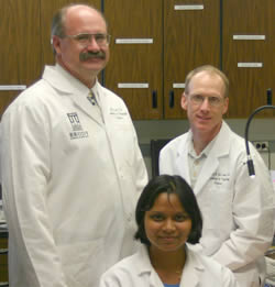 From left, Dr. Robert Lust, Surovi Hazarika and Dr. Michael Van Scott. Contributed photo