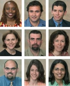 Top row from left, Yvonne Ator, Joel Chisholm and Jacob Cuellar, second row, Jessica Flynn, Michael Gwaltney and Cindy Johns, third row, Steven Manning, Virginia Stewart and Shelly Strickland are this year's Schweitzer Fellows from the Brody School of Med