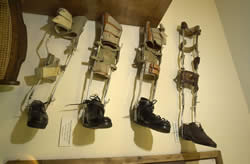 These leg braces are some of the items on display at the Country Doctor Museum. Photo by Cliff Hollis