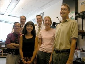 A grant from the National Science Foundation will bring two new mass spectrometers to ECU. Principal investigators for the grant are ECU chemists Allison Danell (second from right) and Andrew Morehead (back row, on left). Other scientists who helped Danel