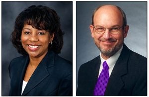 ECU alumni Angela Allen, left, and Carl Davis were honored for service at the annual Alumni Awards Ceremony Oct. 3. (Photos courtesy of the ECU Alumni Association)