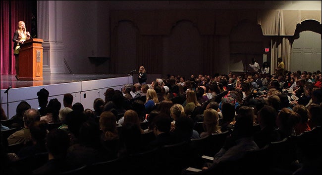 Wright Auditorium was sold out well in advance for the Nov. 12 presentation by Laverne Cox.