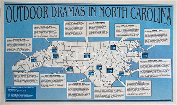 An historical poster featuring outdoor dramas of North Carolina is among the materials being inventoried at Joyner Library.  