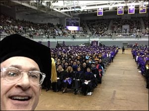 Commencement speaker Abbie Brown began his presentation by taking a selfie, shown above. (Contributed photo)