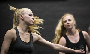 ECU dancers Kelsie Jayne, left, and Sarah Kleinke were both selected to perform in the Koresh Dancers performance in March.