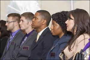 ECU dental students listen to remarks during the opening ceremony.