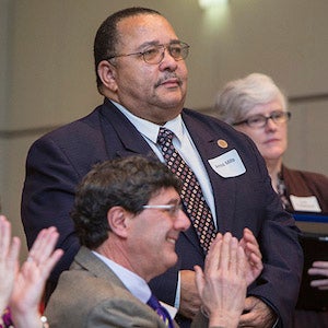 Amos T. Mills III, pictured above, was recognized at the ceremony. He created the event in honor of his sister, an ECU alumna.