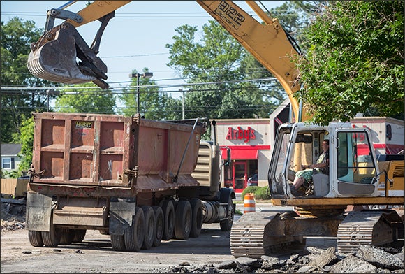 A construction crew demolished the former Wendy's building along 10th Street in June to make room for the new student center.