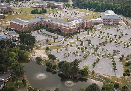 An aerial view of the Health Sciences campus is shown above.