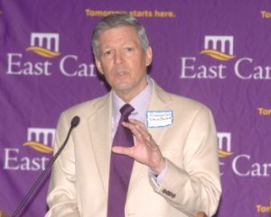 ECU Chancellor Steve Ballard speaks at the announcement of a dental center to be built in Spruce Pine. Photos by Doug Boyd