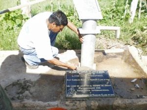 A plaque recognizes ECU at the well site. Contributed photo