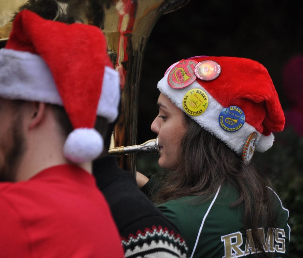 A musician plays in the 2017 TubaChristmas hosted by the ECU School of Music. This year’s event will be held Dec. 1 in front of the A.J. Fletcher Music Building on the ECU campus. 