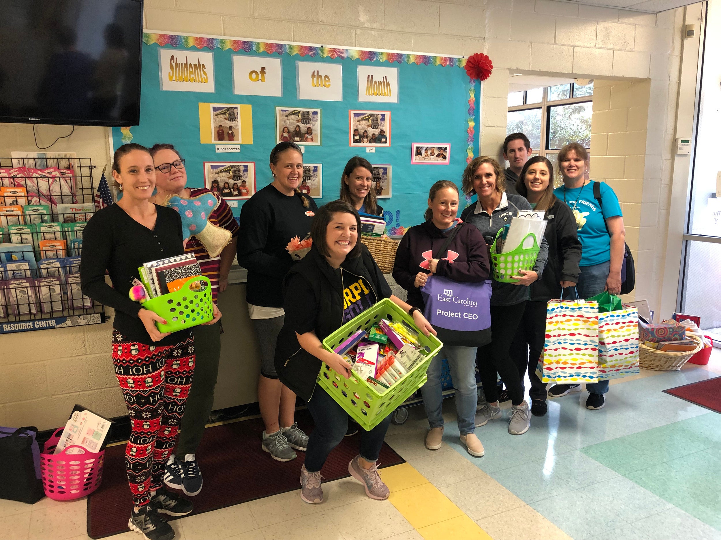 Lauren Patterson and nine graduate students in the College of Education – all from the Raleigh area – collected school supplies for children impacted by Hurricane Florence. 