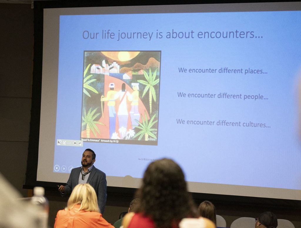 Ismael Ruiz-Millán, director of Hispanic House of Studies, Global Education & Intercultural Formation at Duke Divinity School, discussed how life’s encounters with different people, places and cultures creates preconceptions and biases in everyone during the Diversity Day event at ECU’s College of Nursing.