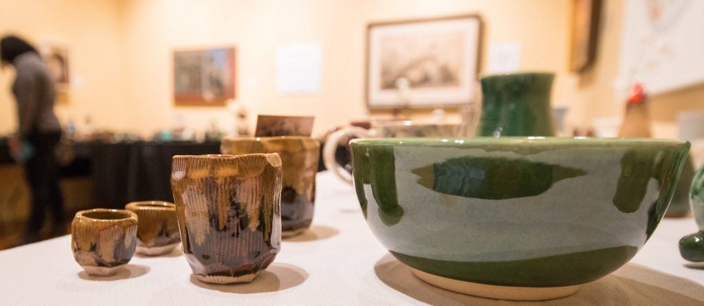 The ECU School of Art and Design annual holiday sale features art created by students from all areas of study including ceramics, drawing, metals, painting, photography, printmaking, sculpture, textiles and more. (Photos by Cliff Hollis, ECU News Services)