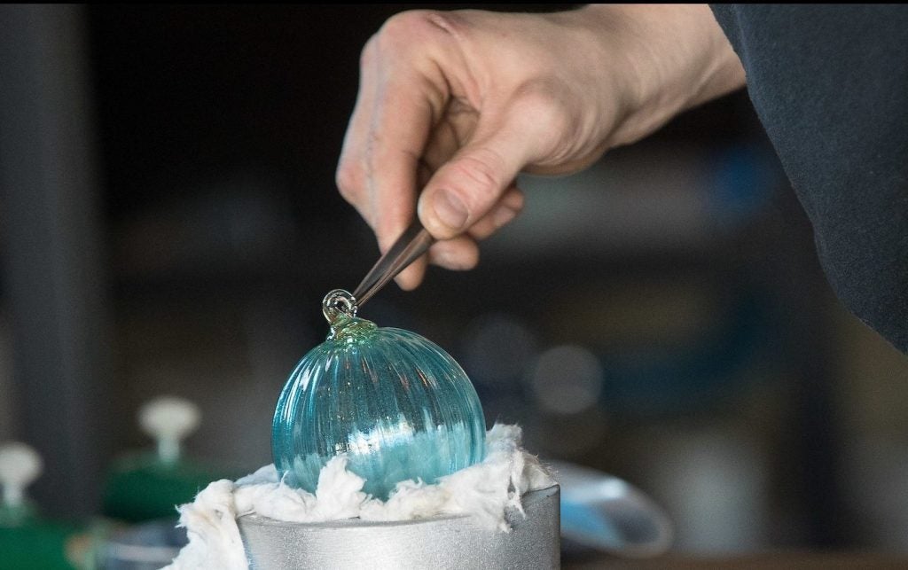 Hand-blown glass ornaments and decorative objects will be sold on Dec. 6 in Farmville.