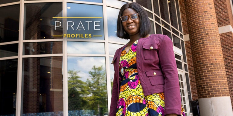 Doreen Sarfo, a registered nurse who works at ECU Health Medical Center in Greenville, moved from Ghana with her family to tackle the College of Nursing’s clinical nurse specialist program. (Photos by Steven Mantilla)