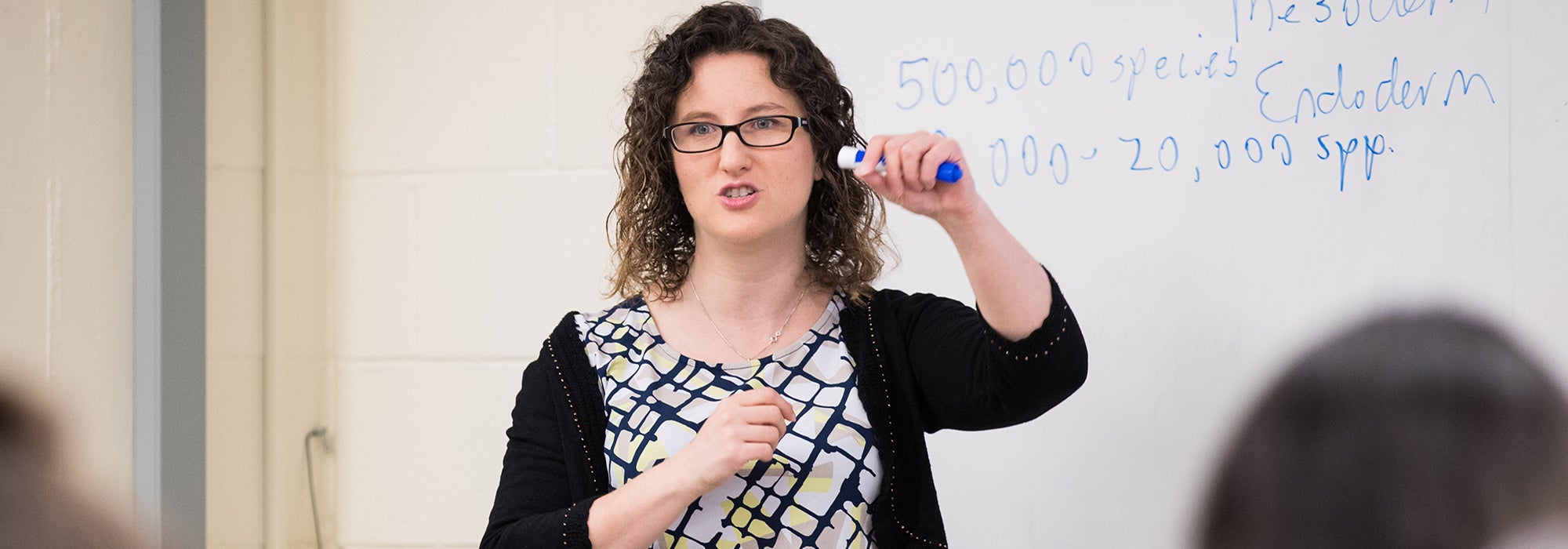 Dr. Rebecca Asch, assistant professor of biology at ECU, teaches a class in the Howell Building.