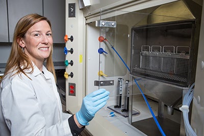 Department of Pharmacology and Toxicology Assistant Professor Kymberly Gowdy will use a Brody Brothers grant to study ways to help the lungs heal after air pollution inhalation. 