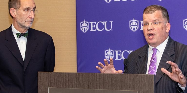 ECU Interim Chancellor Dan Gerlach and UNC Interim President Bill Roper