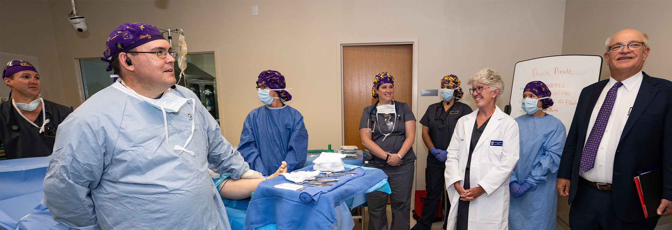 Members of the ECU Board of Trustees toured the College of Nursing and the College of Allied Health, including this simulated operating room. (Photos by Cliff Hollis)