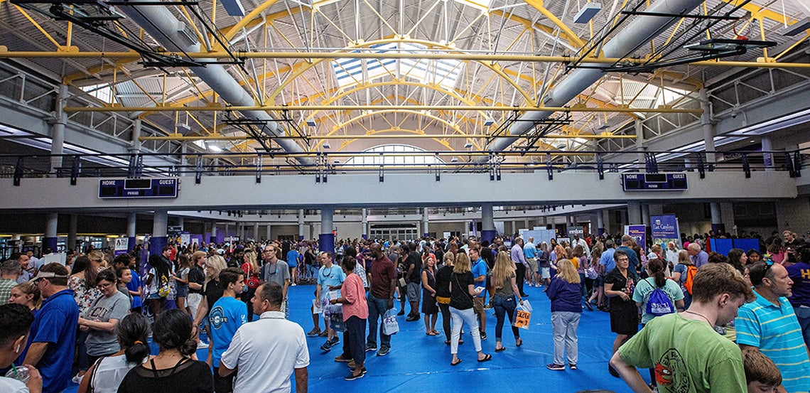 Visitors attend the Academic and Student Services Fair
