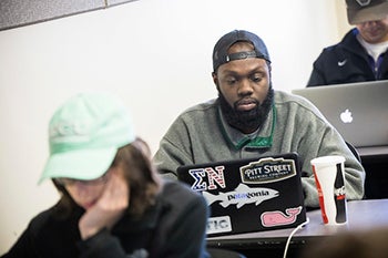 Jeffery Norris, a double major in health information management and health services management, prepares for an exam at ECU.